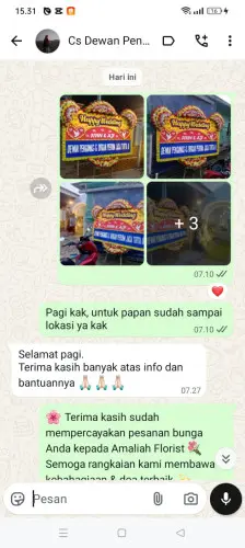 Testimonial Papan Bunga Pernikahan bukittinggi